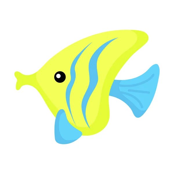 Cute Funny Yellow Fish Print White Background Ocean Cartoon Animal — Stock Vector