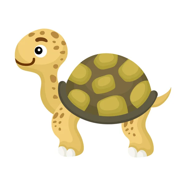 Netter Lustiger Schildkrötenprint Auf Weißem Hintergrund Ocean Cartoon Animal Charakter — Stockvektor