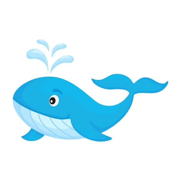 Niedlichen Lustigen Wal Print Auf Weißem Hintergrund Ocean Cartoon Animal — Stockvektor