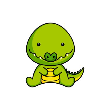 Beyaz arka planda şirin bir timsah simgesi. Albüm, albüm, albüm, tebrik kartı, davetiye, broşür, çıkartma, kart maskotu. Düz vektör stok illüstrasyonu.