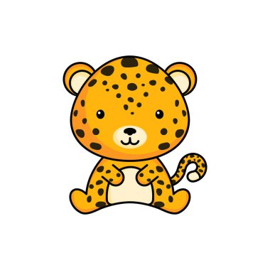 Beyaz arka planda sevimli bir iş jaguar ikonu. Albüm, albüm, albüm, tebrik kartı, davetiye, broşür, çıkartma, kart maskotu. Düz vektör stok illüstrasyonu.