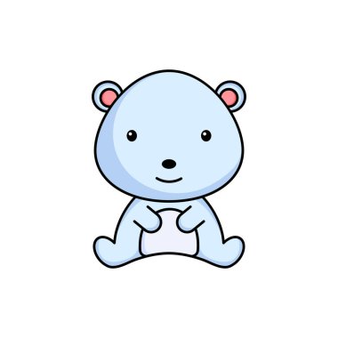 Beyaz arka planda şirin bir kutup ayısı ikonu. Albüm, albüm, albüm, tebrik kartı, davetiye, broşür, çıkartma, kart maskotu. Düz vektör stok illüstrasyonu.