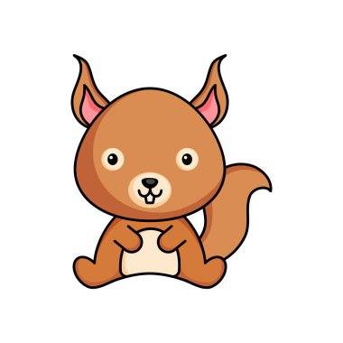 Beyaz arka planda şirin bir sincap ikonu. Albüm, albüm, albüm, tebrik kartı, davetiye, broşür, çıkartma, kart maskotu. Düz vektör stok illüstrasyonu.