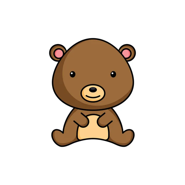 Ícone Bonito Urso Negócios Fundo Branco Mascote Desenho Animado Design — Vetor de Stock