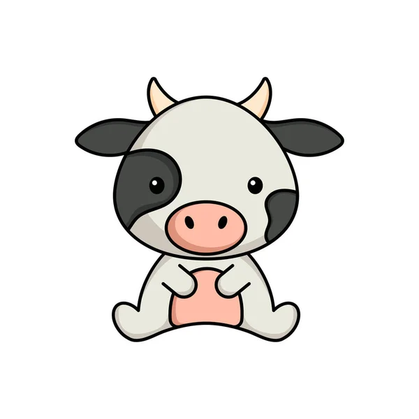 Cute Business Cow Icon White Background Mascot Cartoon Animal Character — Stock Vector