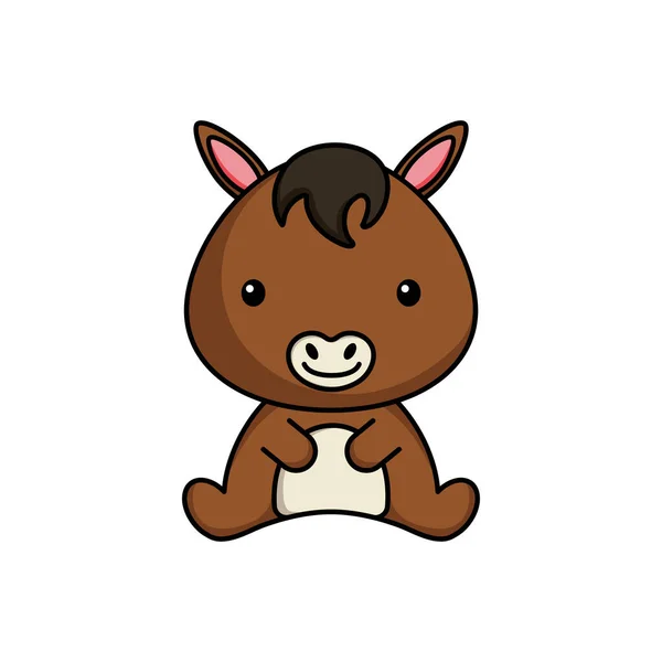 Lindo Icono Caballo Negocios Sobre Fondo Blanco Mascota Dibujos Animados — Vector de stock