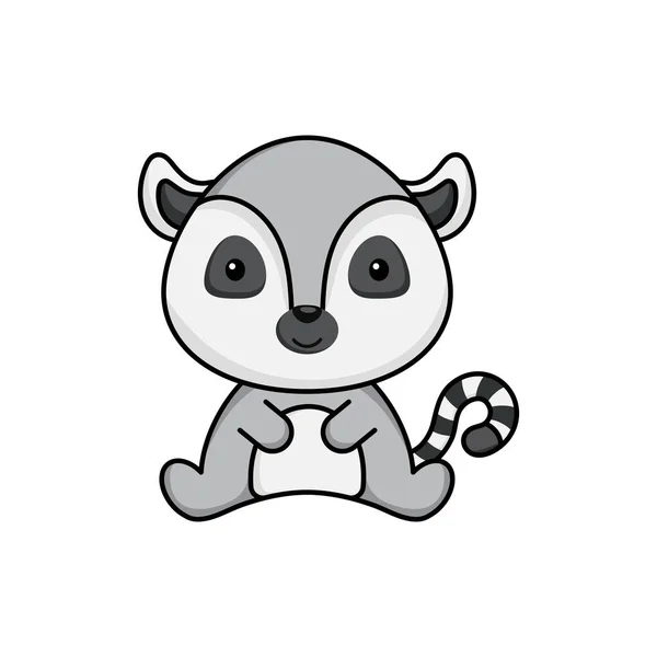 Cute Business Lemur Icon White Background Mascot Cartoon Animal Character — Stock Vector