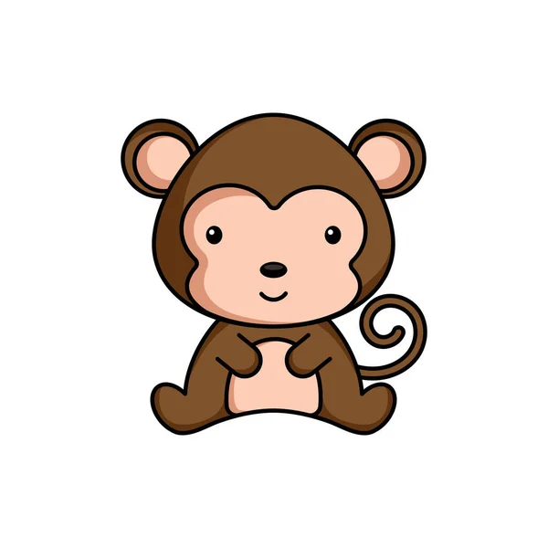 Ícone Macaco Negócios Bonito Fundo Branco Mascote Desenho Animado Design — Vetor de Stock