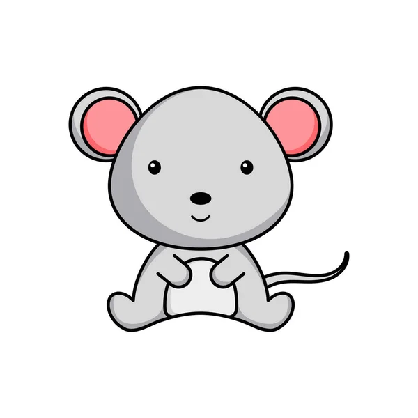 在白色背景上可爱的业务鼠标图标 吉祥物动漫人物设计的相册 剪贴簿 邀请函 平面矢量存量说明 — 图库矢量图片