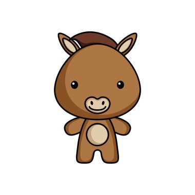 Beyaz arka planda şirin bir eşek logosu şablonu. Albüm, albüm, albüm, tebrik kartı, davetiye, broşür, çıkartma, kart maskotu. Vektör stok illüstrasyonu.