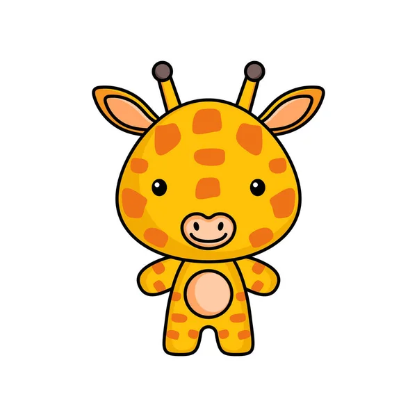 Симпатичный Карикатурный Логотип Жирафа Искушают Белом Фоне Талисман Животного Характера — стоковый вектор