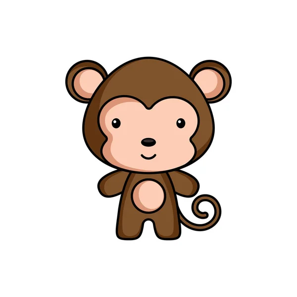 Roztomilé Kreslené Opice Logo Šablony Bílém Pozadí Mascot Zvířecí Charakter — Stockový vektor