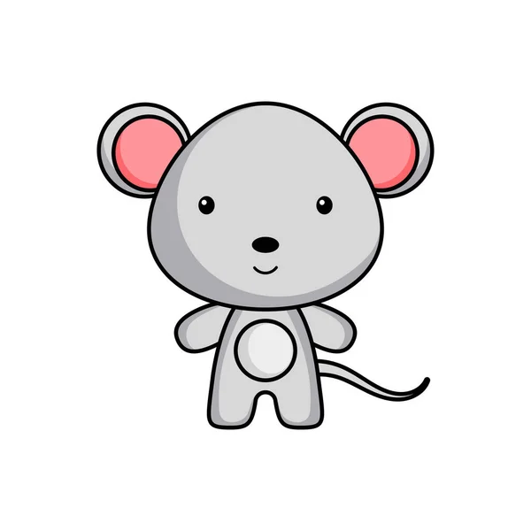 Nette Cartoon Maus Logo Vorlage Auf Weißem Hintergrund Maskottchen Animal — Stockvektor