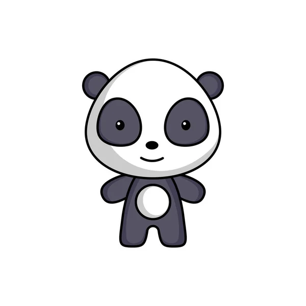 Cute Cartoon Panda Logo Template White Background Mascot Animal Character — Stock Vector