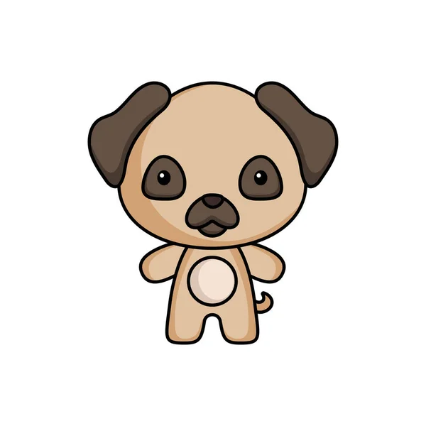 Cute Cartoon Pug Dog Logo Template White Background Mascot Animal — Stock Vector