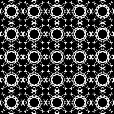 Arap süsleri ile dikişsiz oryantal desen. Siyah arka plandaki beyaz çizgiler.