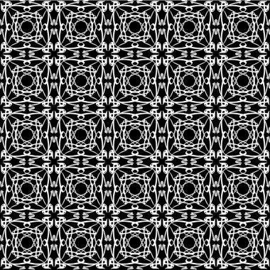 Arap süsleri ile dikişsiz oryantal desen. Siyah arka plandaki beyaz çizgiler.