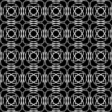 Arap süsleri ile dikişsiz oryantal desen. Siyah arka plandaki beyaz çizgiler.