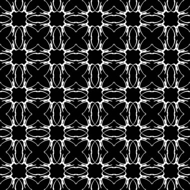 Arap süsleri ile dikişsiz oryantal desen. Siyah arka plandaki beyaz çizgiler.