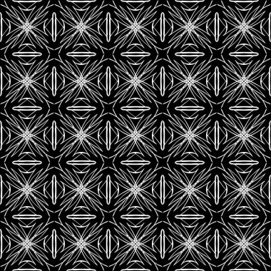 Arap süsleri ile dikişsiz oryantal desen. Siyah arka plandaki beyaz çizgiler.