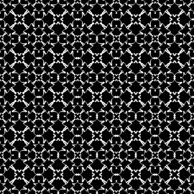 Arap süsleri ile dikişsiz oryantal desen. Siyah arka plandaki beyaz çizgiler.