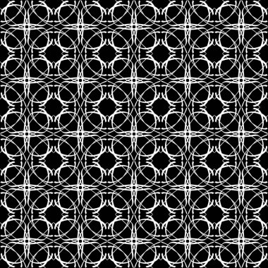 Arap süsleri ile dikişsiz oryantal desen. Siyah arka plandaki beyaz çizgiler.