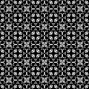 Arap süsleri ile dikişsiz oryantal desen. Siyah arka plandaki beyaz çizgiler.