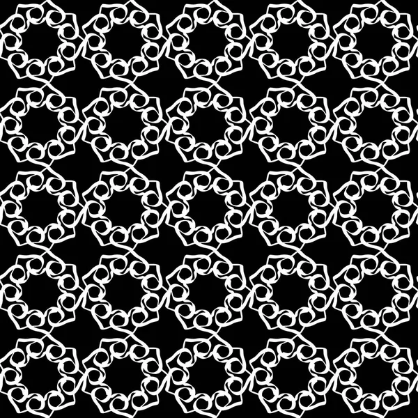 Arap süsleri ile dikişsiz oryantal desen. Siyah arka plandaki beyaz çizgiler.