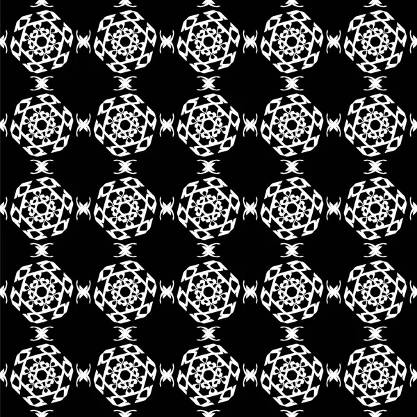 Arap süsleri ile dikişsiz oryantal desen. Siyah arka plandaki beyaz çizgiler.