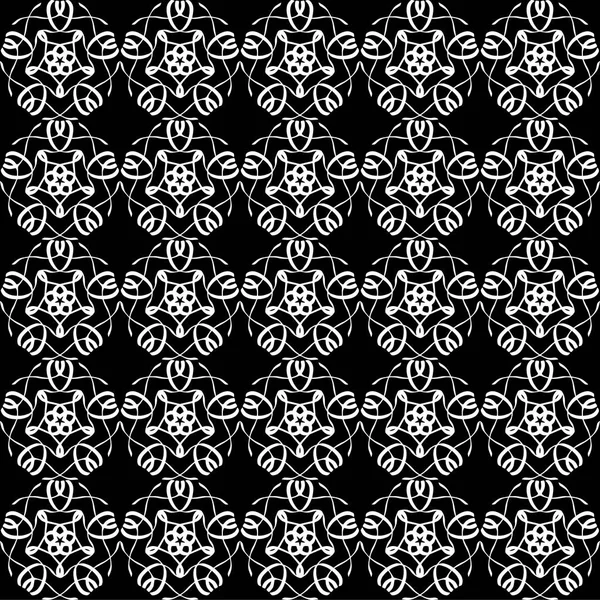 Arap süsleri ile dikişsiz oryantal desen. Siyah arka plandaki beyaz çizgiler.