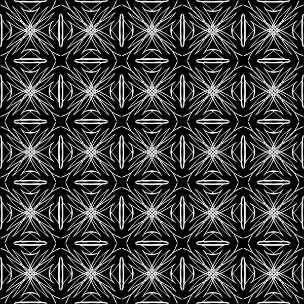 Arap süsleri ile dikişsiz oryantal desen. Siyah arka plandaki beyaz çizgiler.