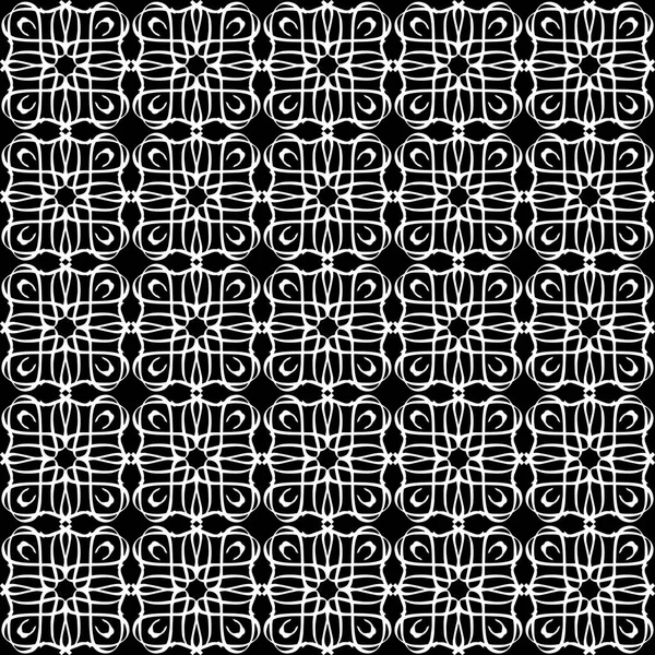 Arap süsleri ile dikişsiz oryantal desen. Siyah arka plandaki beyaz çizgiler.