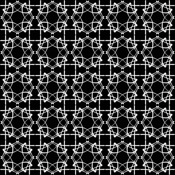 Seamless Oriental Pattern Arabic Ornaments White Lines Black Background — Stock Vector