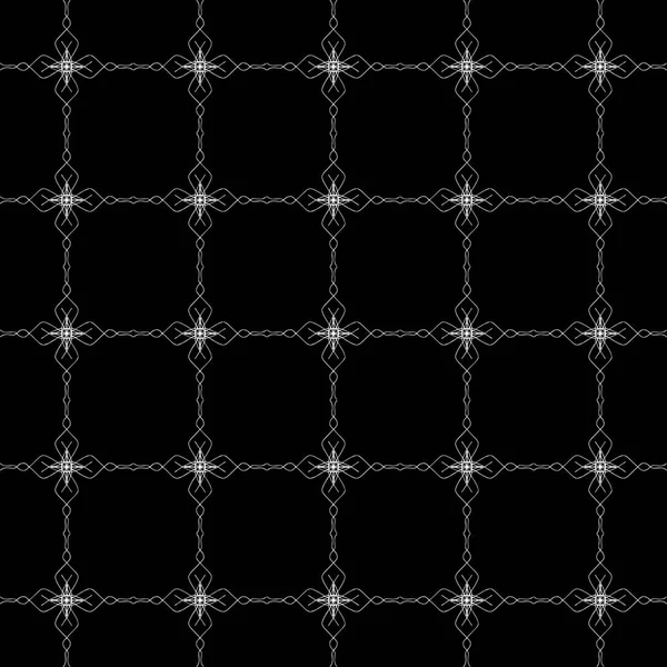 Arap süsleri ile dikişsiz oryantal desen. Siyah arka plandaki beyaz çizgiler.