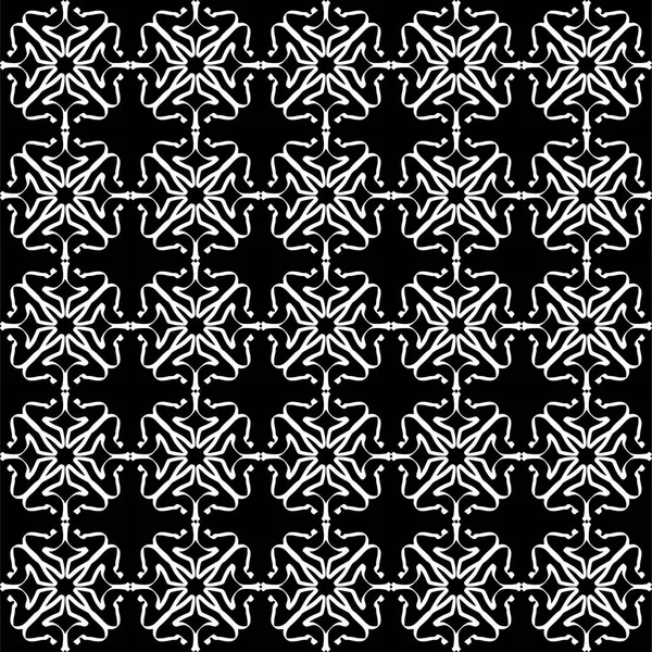 Arap süsleri ile dikişsiz oryantal desen. Siyah arka plandaki beyaz çizgiler.