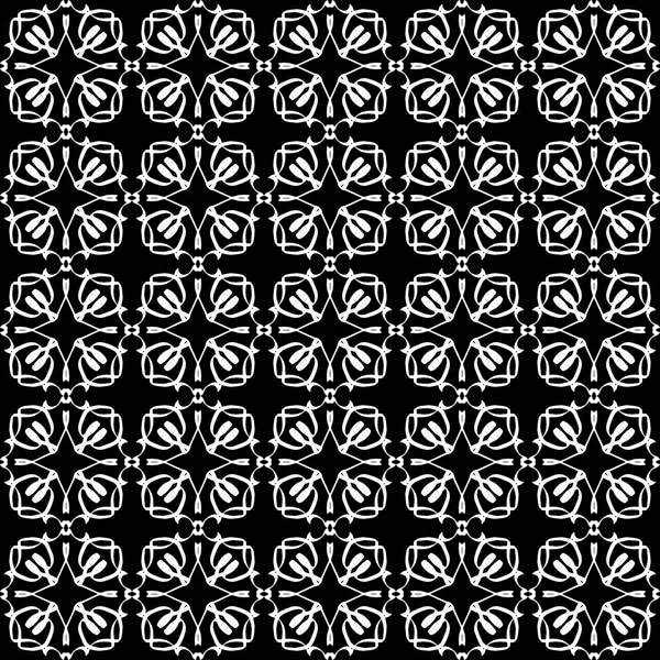 Arap süsleri ile dikişsiz oryantal desen. Siyah arka plandaki beyaz çizgiler.