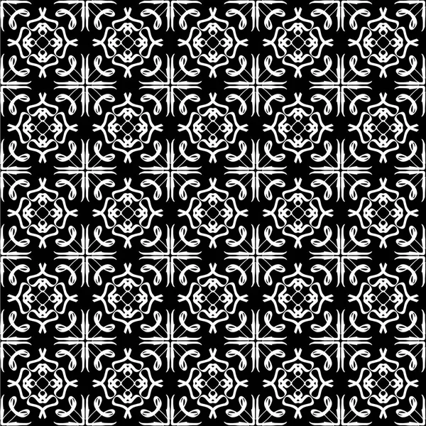 Arap süsleri ile dikişsiz oryantal desen. Siyah arka plandaki beyaz çizgiler.