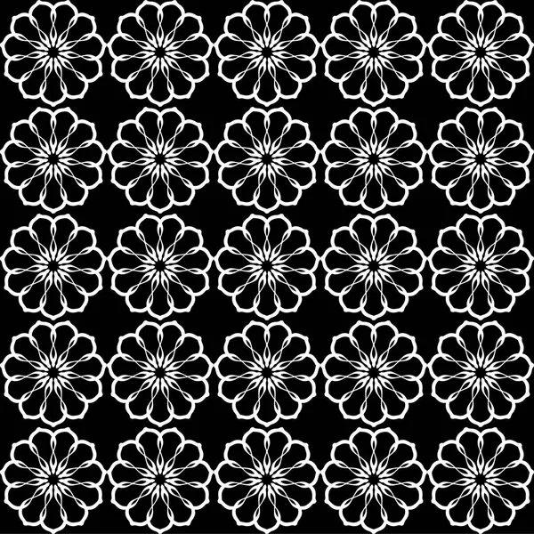 Arap süsleri ile dikişsiz oryantal desen. Siyah arka plandaki beyaz çizgiler.