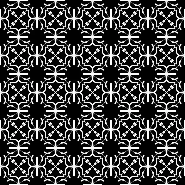 Seamless Oriental Pattern Arabic Ornaments White Lines Black Background — Stock Vector