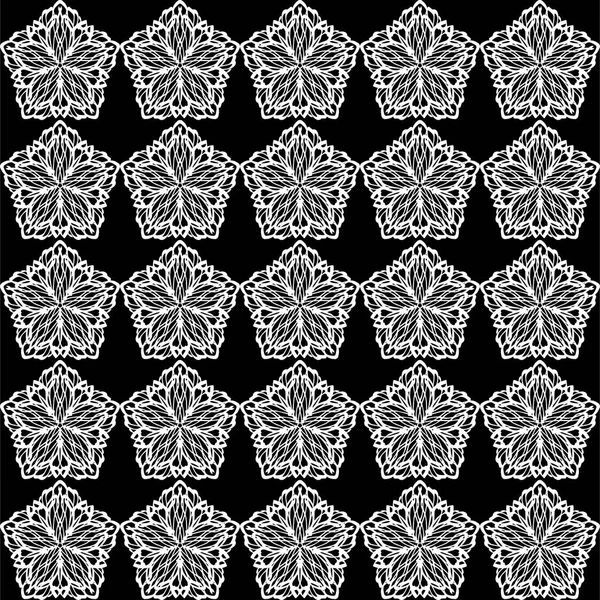 Bezszwowe Orientalne Wzór Arabskimi Ornamentami Białe Linie Czarnym Tle — Wektor stockowy