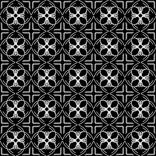 Arap süsleri ile dikişsiz oryantal desen. Siyah arka plandaki beyaz çizgiler.