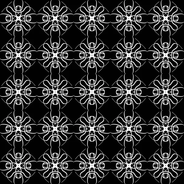 Arap süsleri ile dikişsiz oryantal desen. Siyah arka plandaki beyaz çizgiler.