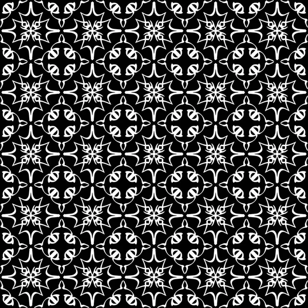 Seamless Oriental Pattern Arabic Ornaments White Lines Black Background — Stock Vector