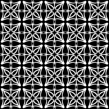 Arap süsleri ile dikişsiz oryantal desen. Siyah arka plandaki beyaz çizgiler.