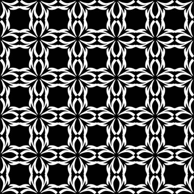 Arap süsleri ile dikişsiz oryantal desen. Siyah arka plandaki beyaz çizgiler.