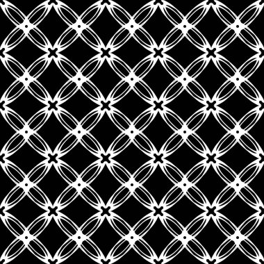 Arap süsleri ile dikişsiz oryantal desen. Siyah arka plandaki beyaz çizgiler.