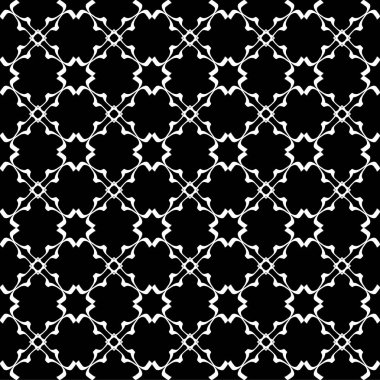 Arap süsleri ile dikişsiz oryantal desen. Siyah arka plandaki beyaz çizgiler.