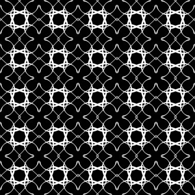 Arap süsleri ile dikişsiz oryantal desen. Siyah arka plandaki beyaz çizgiler.