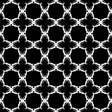 Arap süsleri ile dikişsiz oryantal desen. Siyah arka plandaki beyaz çizgiler.