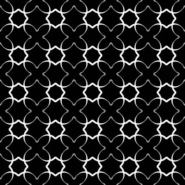 Arap süsleri ile dikişsiz oryantal desen. Siyah arka plandaki beyaz çizgiler.